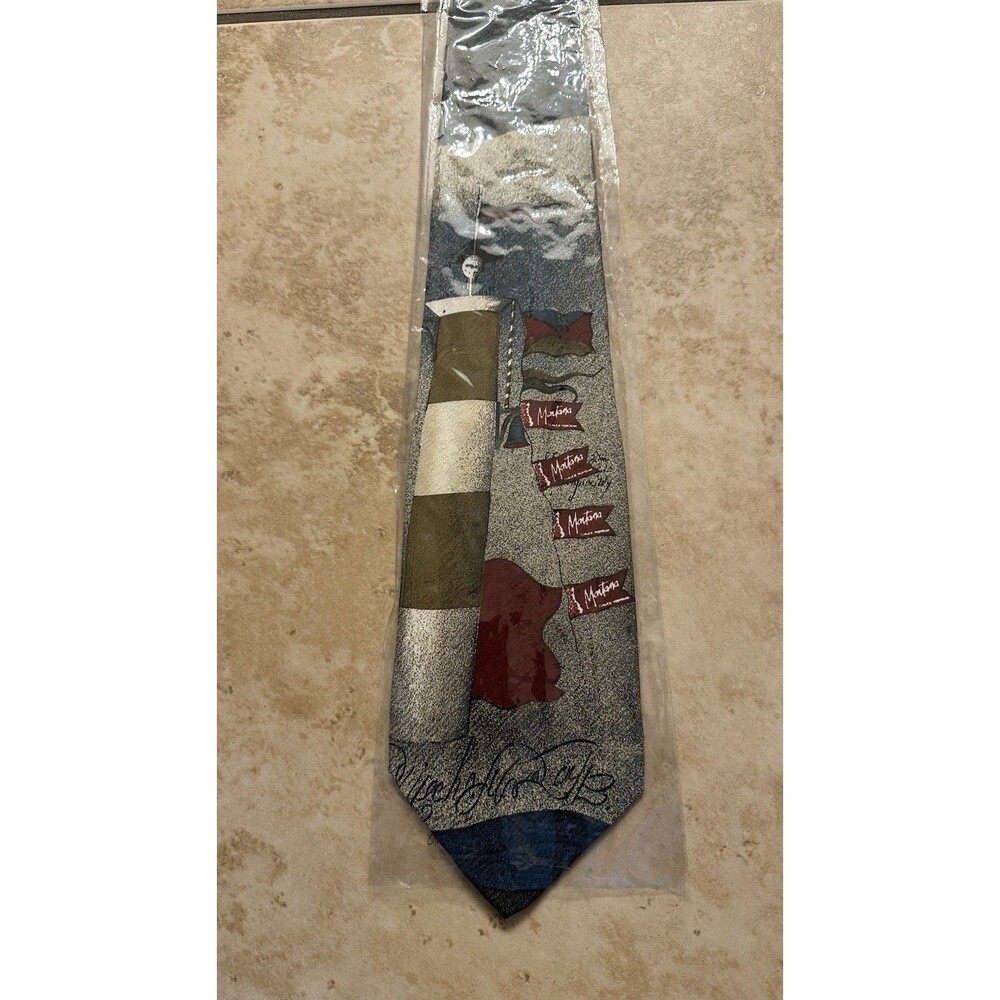 New Rare Vintage Dead Stock 1980’s Claude Montana 100% Silk Tie Steamship-signed